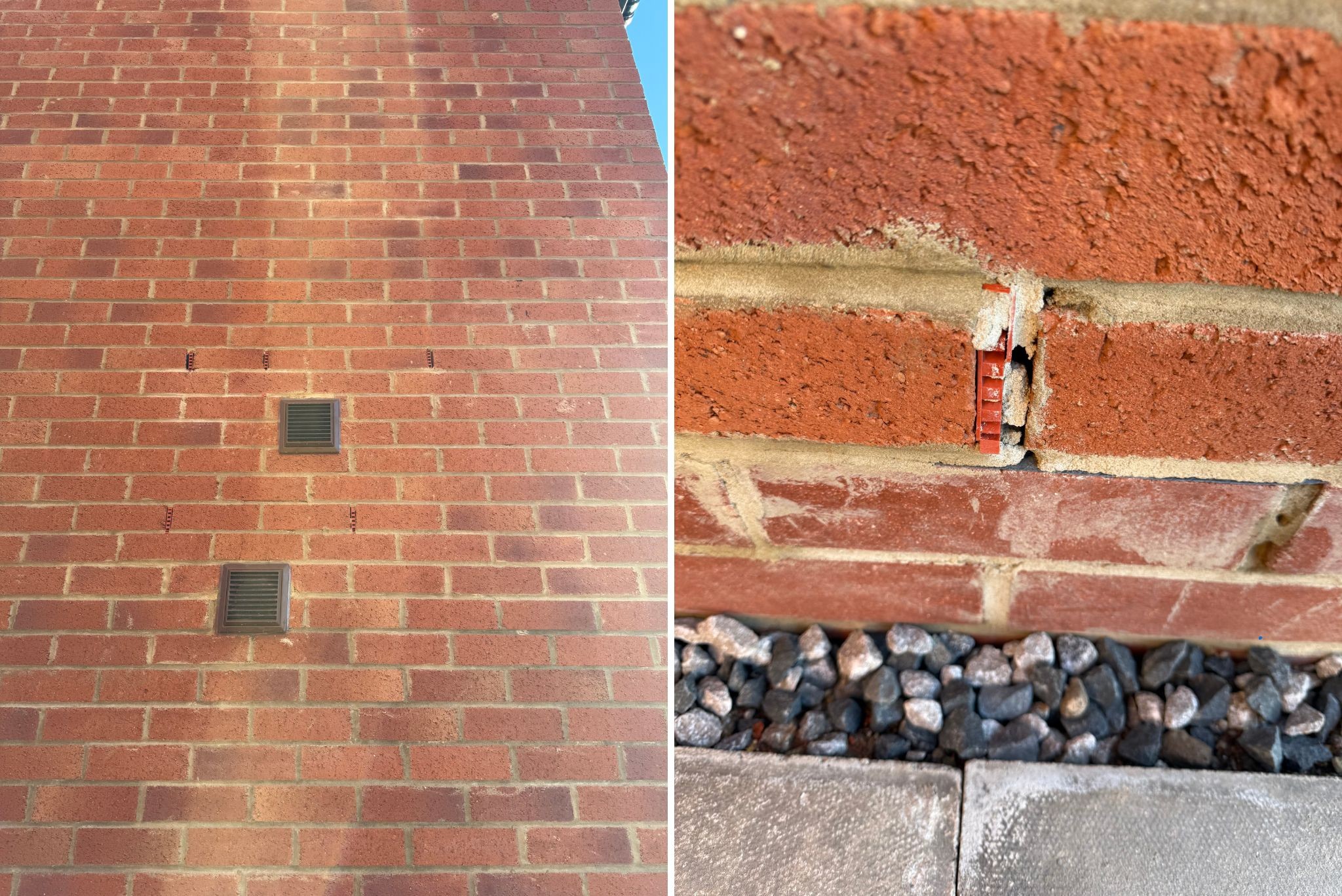 Poorly pointed weep holes.
